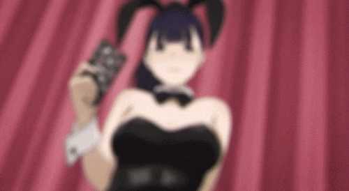 miru tights, animated, animated gif, screen capture, 1girl, animal ears, black h