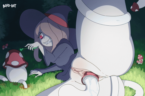 little witch academia, sucy manbavaran, bard-bot, uncensored, animated, signatur