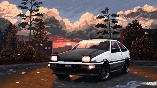 initial d, toyota, toyota sprinter trueno, 16:9 aspect ratio, animated, animated