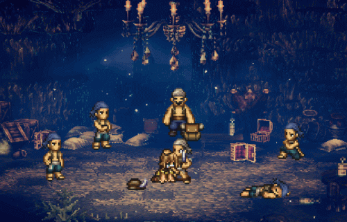 octopath traveler, tressa colzione, animated, animated gif, pixel art, sprite, a