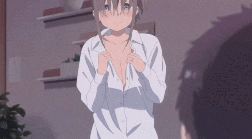 getsuyoubi no tawawa, maegami-chan (tawawa), animated, animated gif, 1boy, 1girl