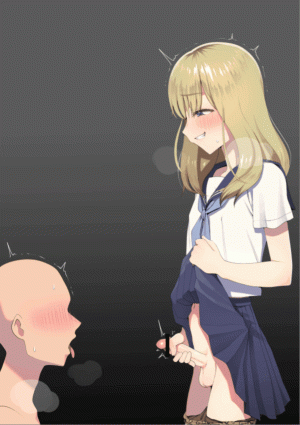 censored, large filesize, animated, animated gif, blonde hair, blue eyes, blush,