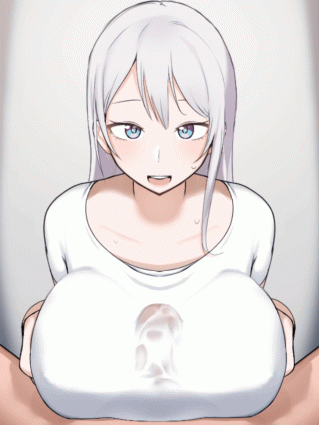 kisaragi reona, animated, pov, animated gif, between breasts, breast press, brea