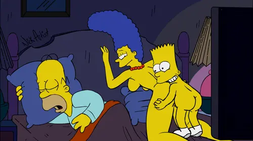 nickartist, the simpsons, marge simpson, bart simpson, homer simpson, 1girl