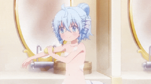 rpg fudousan, fa (rpg fudousan), 1girl, ahoge, back, bangs, bath, bathroom