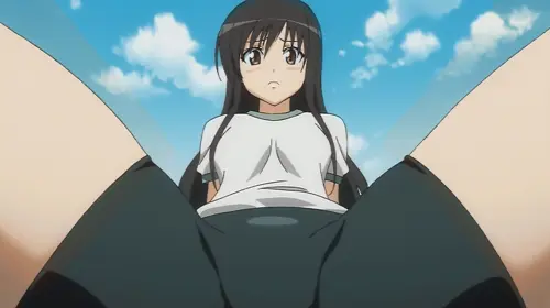 to love-ru, kotegawa yui, 1girl, arms behind back, bangs, black hair, blue sky