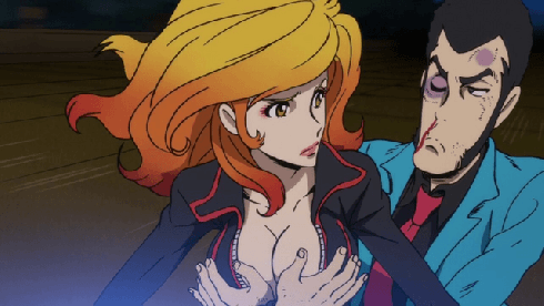 lupin iii, mine fujiko, arsene lupin iii, 1boy, 1girl, beaten, blood on nose