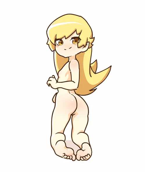 rodecchi, monogatari (series), oshino shinobu, 1girl, all fours, ass, barefoot