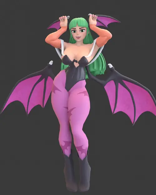 capcom, darkstalkers, caramelldansen, morrigan aensland, 1girl, animal print