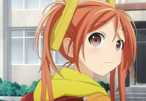 black bullet, aihara enju, 1girl, female, happy, one eye closed, orange hair