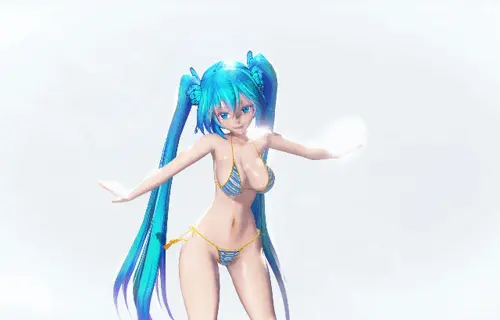 vocaloid, hatsune miku, bikini, blue eyes, blush, breasts