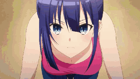 engage kiss, yuugiri ayano, 1girl, blue eyes, bouncing breasts, breasts