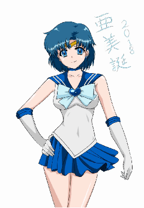 cllbig, sailor moon (series), mizuno ami, sailor mercury, blue eyes, blue hair