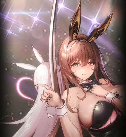 goddess of victory: nikke, noir (nikke), animal ears, boobs jiggle, bowtie