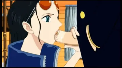 drawn-hentai, one piece, nico robin, sanji, black hair, blue eyes