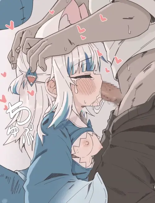 hololive,hololive english,gawr gura ch. gawr gura hentai video by shiroi yoru about ahoge(アホ毛) oral(オーラル) white_hair(白い髪)