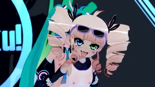 original,vocaloid hatsune miku animated by mantis-x about eye_contact(アイコンタクト) holding(おさえている) vaginal(膣に)