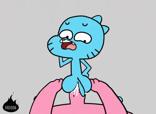 the amazing world of gumball gumball watterson,richard watterson animated by ardidon about huge_penis(巨大なペニス) leg_grab(脚掴み) spread_legs(開脚)