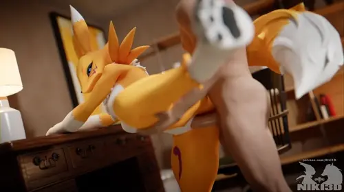 digimon renamon hentai video by niki3d about male(男性) spread_legs(開脚) yellow_fur(黄色い毛皮)