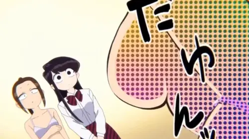 komi-san wa komyushou desu komi shouko,onemine nene,agari himiko doujin anime about bouncing_breasts(乳揺れ) bra(ブラ) red_skirt(赤いスカート)