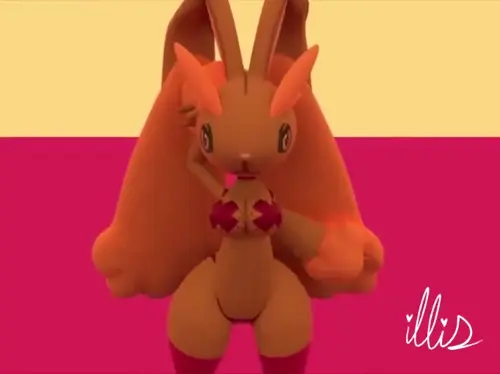 pokemon pokemon species,shiny pokemon,lopunny,illis video about alternative_color(別色版) pink_eyes(ピンク目) pose(ポーズ)