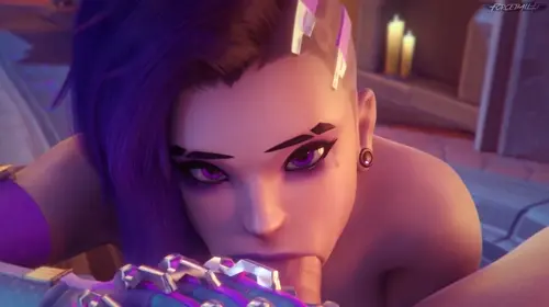 overwatch sombra hentai video by forceballfx about 1girl(女性一人) erection(勃起) purple_lipstick(紫の口紅)