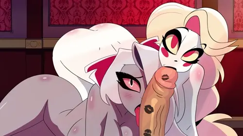 hazbin hotel vaggie,charlie morningstar hentai anime by oolay-tiger,laceysx about breasts(乳) nipples(乳首) overflow(溢れるザーメン)