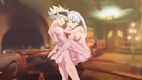 black clover noelle silva,asta animated by laceysx,kaliethva,mintmoova about ass(お尻) crossed_legs(足組み) nude(裸)