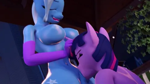 my little pony,my little pony: friendship is magic twilight sparkle,trixie lulamoon animated by hentype about 1girl(女性一人) fellatio(フェラチオ) female(女性)