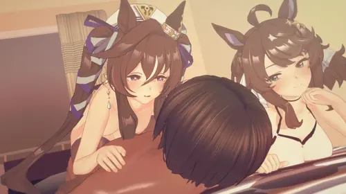 uma musume - pretty derby daring tact hentai anime about clavicle(鎖骨) girl_on_top(女子が上に) ribbon(リボン)