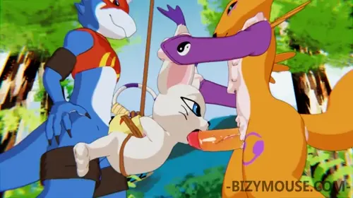 Digimon Renamon,Tailmon,Flamedramon animated by Bizymouse