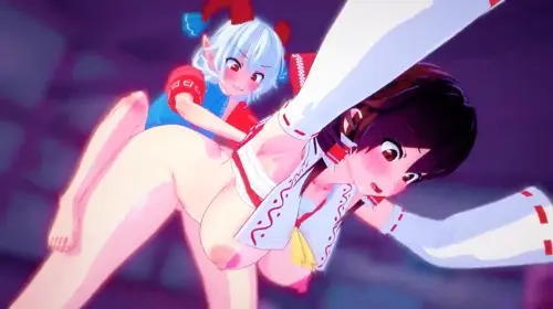Touhou Project Hakurei Reimu,Toutetsu Yuuma hentai anime by mightyniku,akujisaito (voice actor)